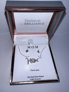 Mom Necklace Present Love You Mothers Day 14k Gold Plated New In Box 11P - Picture 1 of 5