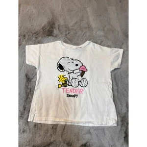 Peanuts Snoopy Tender Sequin T-Shirt Kids White Graphic Tee Size 10 - Picture 1 of 10