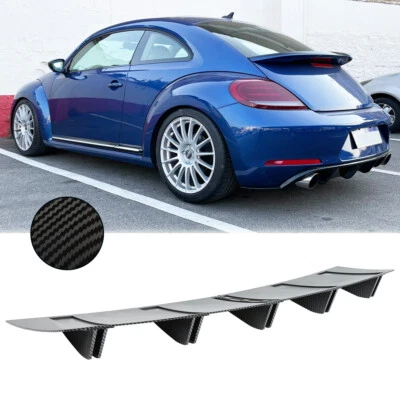 Carbon Fiber Rear Bumper Lip Diffuser Shark 10Fins Spoiler For Volkswagen Beetle - Image 1 of 4