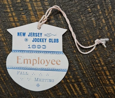 1893 New Jersey Jockey Club (Elizabeth, NJ) Horse Racing Employee Badge Cover