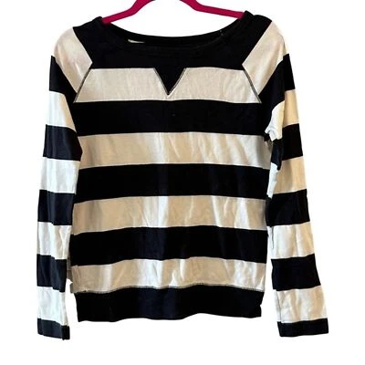 Medium The Limited black and white striped crewneck top - Image 1 of 4