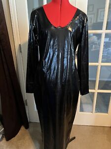 Womens Long Sleeve Bodycon Faux Shiny Leather  Long Dress. 2XL