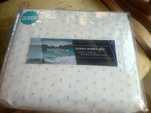 Nautica Home Queen 4 Piece Sheet Set Star Struck Neutral White Blue Gray P1 P15 - Picture 1 of 12