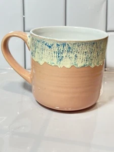 textured pink and white stoneware glazed coffee mug 12oz - Picture 1 of 3