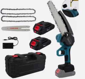 Motosega Sega 12" pollici a doppia batteria Serbatoio Olio Automatico Tagliarami - Foto 1 di 9