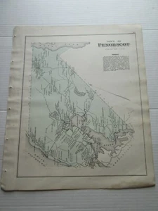 (1) 1881 MAP "TOWN OF PENOBSCOT"  from COLBY'S COUNTY. ATLAS - Picture 1 of 7