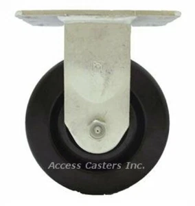 6PLPHR 6" x2" Rigid Plate Caster, Phenolic Wheel, 1,200 lbs Capacity - Picture 1 of 2