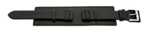 Wrist Watch Bands Broadband Shim Leather Black 18 20 22 24 26mm New - Picture 1 of 5