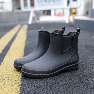 Men's Short Rain Boots Low Tube Overshoes Non Slip Round Toe Water Shoes Plastic - Picture 1 of 43