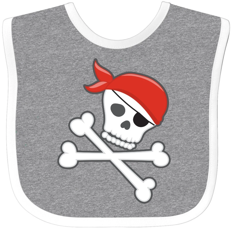 Inktastic Pirata Calavera y Huesos Cruzados Bebé Babero Piratas Barco Ojo Parche Perdido en Foto 1 de 1