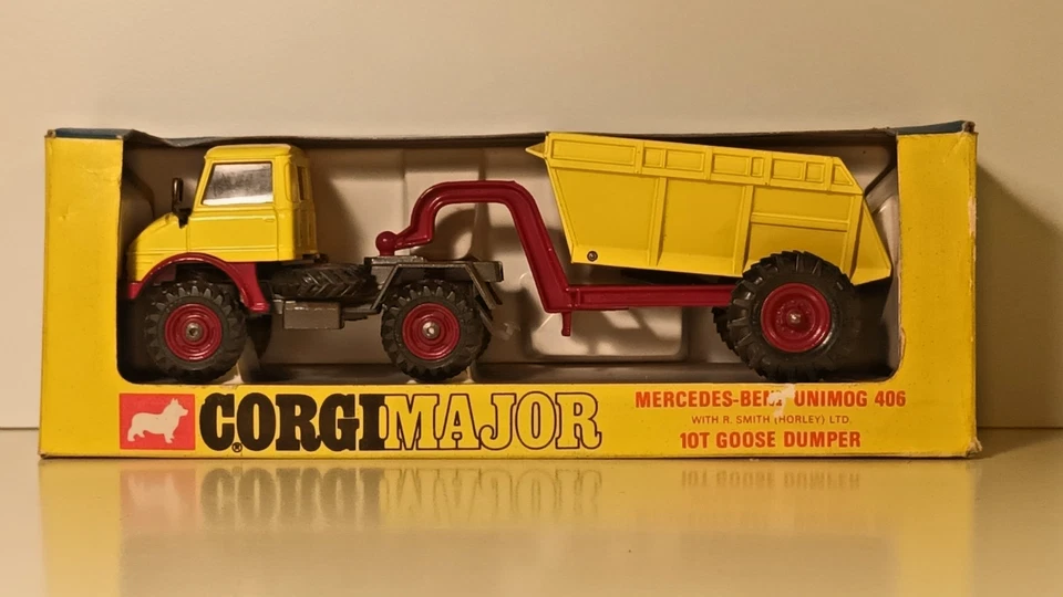 MERCEDES-BENZ UNIMOG 406 Goose dumper 10t - CORGI MAJOR 1145 con scatola - 1969 - Immagine 1 di 4
