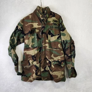 US ARMY Woodland Camouflage CW Field Coat Jacket M65 Style Patched XSmall Reg - Picture 1 of 8