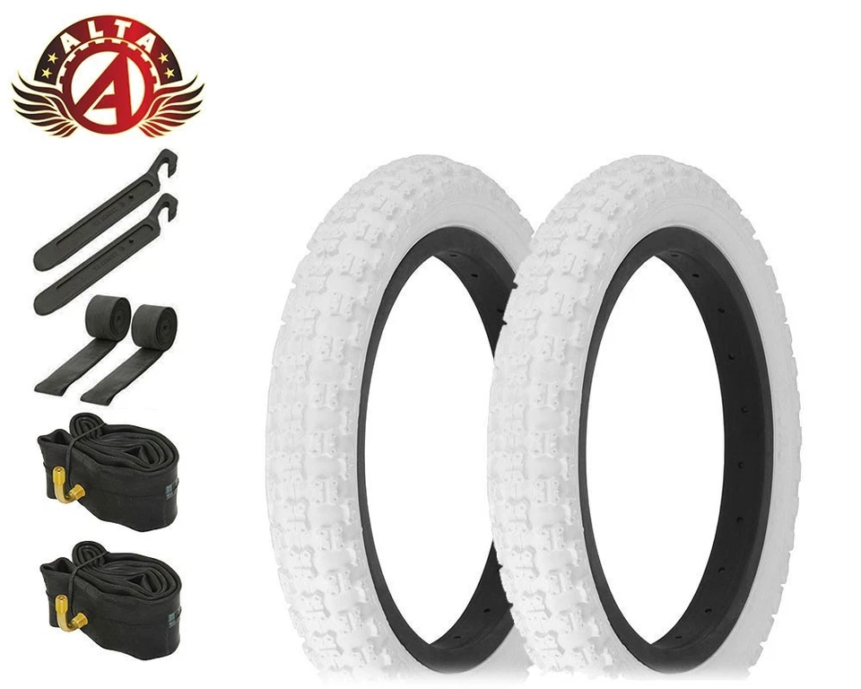 ALTA 14" x 2.125 BMX/Scooter All-Terrain Grip White Tires 90 Degree Tubes, 8pc. - Image 1 of 1