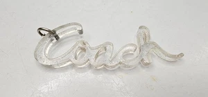 Authentic Coach Script Clear Glitter Keychain Charm with Silver Hardware - Picture 1 of 3