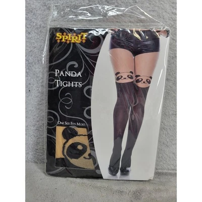 Spirit Halloween Panda Tights One Size Animal Print Costume Cosplay - Image 1 of 3