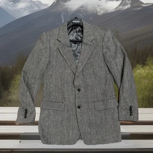Blazer Abrigo Chaqueta De Colección Joe Namath Signature Collection Gris 40L Lana Espiga - Imagen 1 de 7