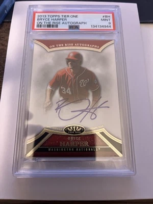 2013 Topps Tier One - On the Rise Autograph Bryce Harper #ORA-BH /50 PSA 9 - Image 1 of 4