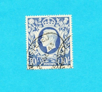 Sello de Gran Bretaña Sc# 251a Rey Jorge VI 10sh 1942 con fecha matasellos usado Foto 1 de 2