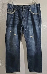 AFFLICTION Black Premium Blue Jeans Men's 38 GRANT Straight Leg BUCKLE Exclusive - Picture 1 of 10