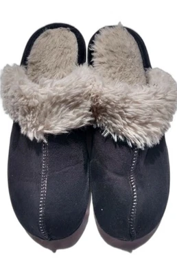 Женские тапочки Isotoner размер 7,5-8 черные с отделкой из искусственного меха - Изображение 1 из 4
