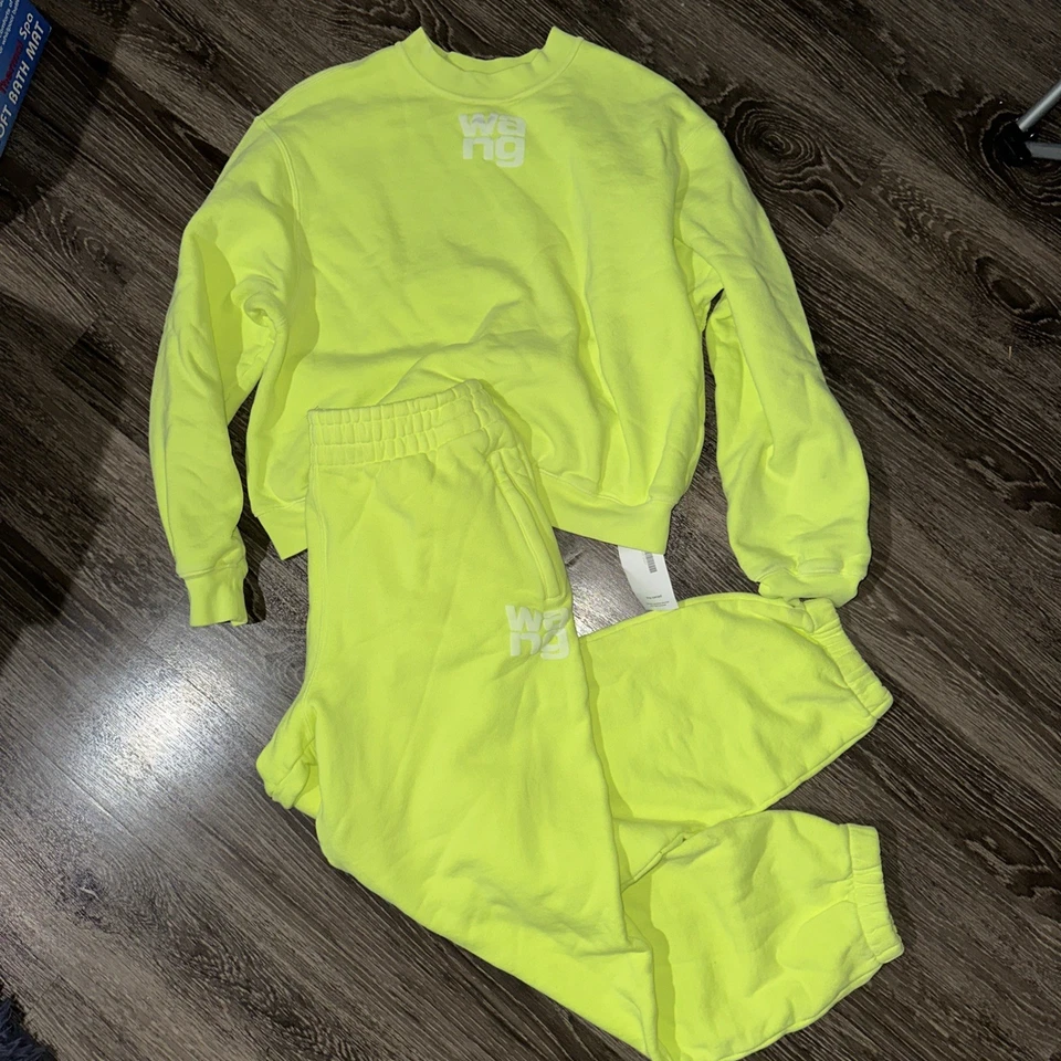 Calça de Moletom Feminina T by Alexander Wang Track Suit Pequena Amarelo Neon - Imagem 1 de 4