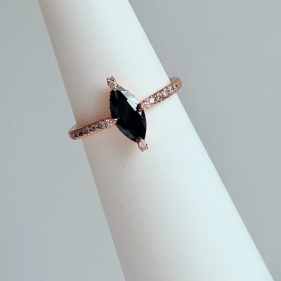 Bomb Party Ring Sz 7 "Carrying Your Love" Black Onyx on Rose Gold BORG - image 1 of 4