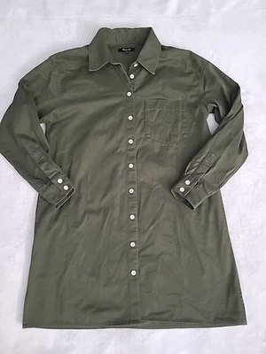 Madewell Utility Shirt Dress Olive Green Button Front Long Sleeve Small Boho Y2K — 第 1/4 张图片