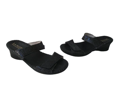 SANDALIA CUÑA CHAROL AZUL COCO LA PLUME TALLA US 8.5B EUR 39 LO ÚLTIMO  Foto 1 de 4