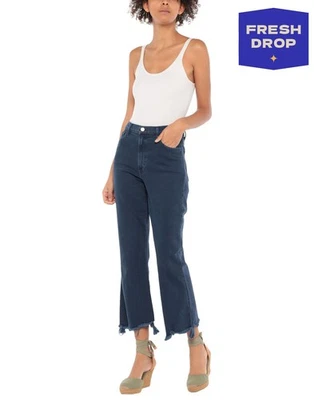 Jeans acampanados marca J PVP €265 W28 azul elástico flecos recortados color lavado Foto 1 de 4