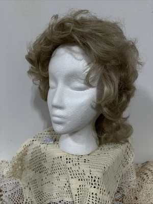 NOS vtg Light Blonde modacrylic wig medium length halloween costume 60s 70s - Image 1 of 4