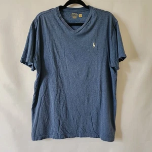 Polo Ralph Lauren Classic Fit Cotton V-Neck Shirt Navy Blue Size Large - Picture 1 of 8