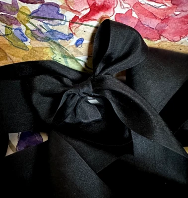 Cinta de seda real de 3 yardas de 1,25" de ónix negro/auténtica cinta 100 % seda ver video Foto 1 de 4