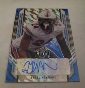 2021 Leaf Metal Draft RC AUTO Israel Mukuamu Blue Marbles Dallas Cowboys 22/40  - Picture 1 of 2