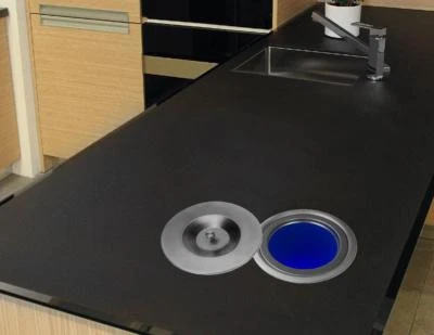 Edelstahl Einbau Abfalleimer Küche Arbeitsplatte Bio Mülleimer Abfallsammler - Bild 1 von 3