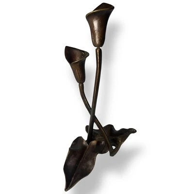 Calla Lily by Scott Nelles - 14” Bronze Candle Holder - Signed - Art Nouveau - Image 1 of 4