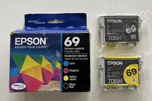 Cartuchos Epson 69 T069120-BCS negros y amarillos solo sellados 10/24 envío gratuito - Imagen 1 de 6