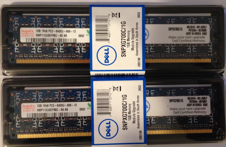 2x 1GB PC2-6400 Dell Dimension Inspiron Optiplex Precision Vostro XPS Memory NIB - Image 1 of 1
