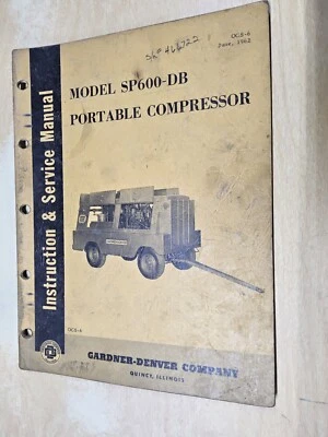 Портативный компрессор Gardner-Denver модель SP600-DB, инструкция и руководство по обслуживанию - Изображение 1 из 4