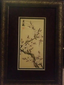 Silk Chinese Painting With Seal/flowers Framed Suzhou - Picture 1 of 12