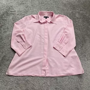 Lands' End Button Down Shirt Blouse Womens 12P Pink 3/4 Sleeve Business Casual - Picture 1 of 13