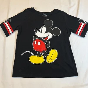 Disney Mickey Mouse T-Shirt Womens 2X Black Cotton Pullover Graphic Short Sleeve - Picture 1 of 13