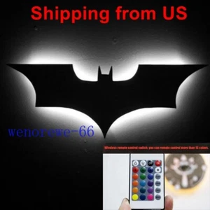 IN US!! New The Batman Logo LED Night Light Bedroom Lamp Wireless Remote Control - Picture 1 of 15