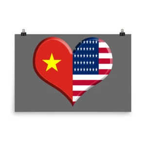 Vietnamese American Flag Heart Poster Vietnam Pride America Pride Picture - Picture 1 of 3