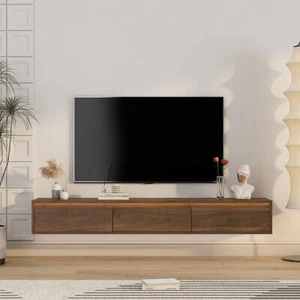 Floating TV Stand, Wall Mounted TV Shelf with Led Lights & Power Outlet,High - Picture 1 of 7