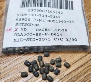 94 LOT NEW MS51963-34 8-32 SETSCREW 3/16" NSN 5300 00 719 5342 FREE US SHIP - Bild 1 von 1