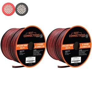 2-Rolls 8 Gauge Speaker Wire 200 Ft. 2 Conductor Red/Black Car Audio Theater CCA - Picture 1 of 10