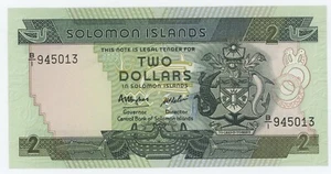 Solomon Islands 2 Dollars ND 1986 Pick 13 UNC Uncirculated Banknote Serial B/1 - Picture 1 of 2