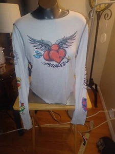 Forever 21 Angelic Tattoo Style Cropped Long Sleeve Top Size 1X NWT Valentine's - Picture 1 of 6