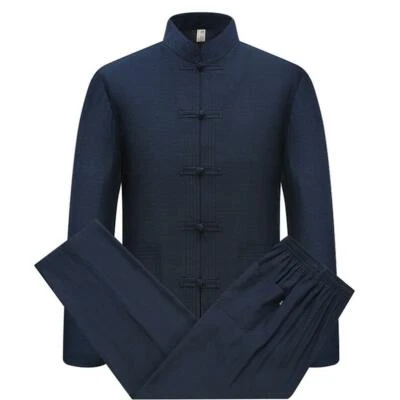 Bruce Lee Kung Fu Wingchun Uniform Jacket Coat Pants Sets Men Chinese Tang Suit - Image 1 of 4