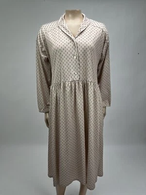 Vestido para mujer vintage años 70 hecho a mano poliéster tejido L/S botón midi geométrico J17 Foto 1 de 4